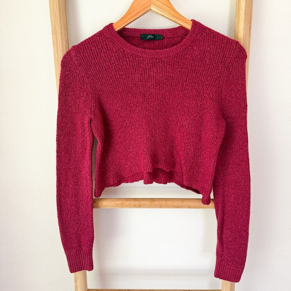 J.Crew Burgundy Chenille Crop Sweater Women’s Small Soft Cozy Knit Small